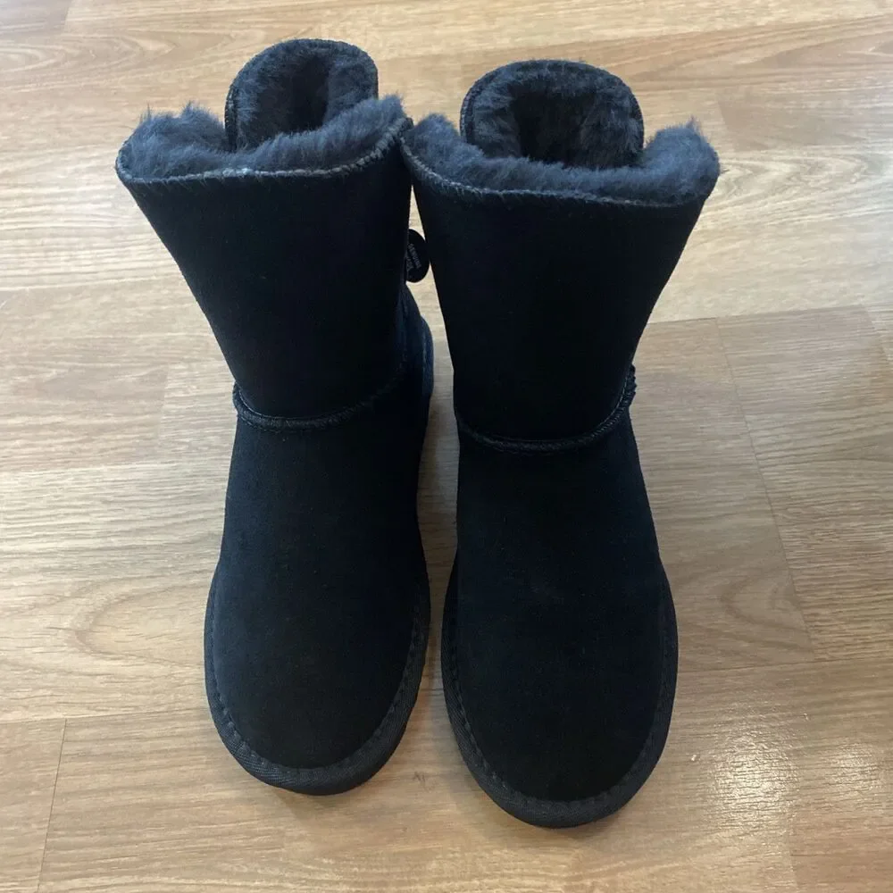 Style & Co Teenyy Suede Winter Booties Black Faux Fur Lined Boots Size 5 new